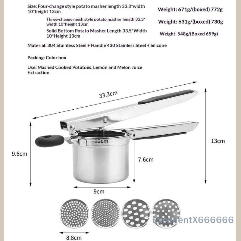 Home Cooking Food - Stainless Steel Potato Ricer Heavy Duty